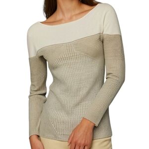 St. John Sweater Elevated Basic Luxury Women Small Wool Blend Parisian Boat Neck